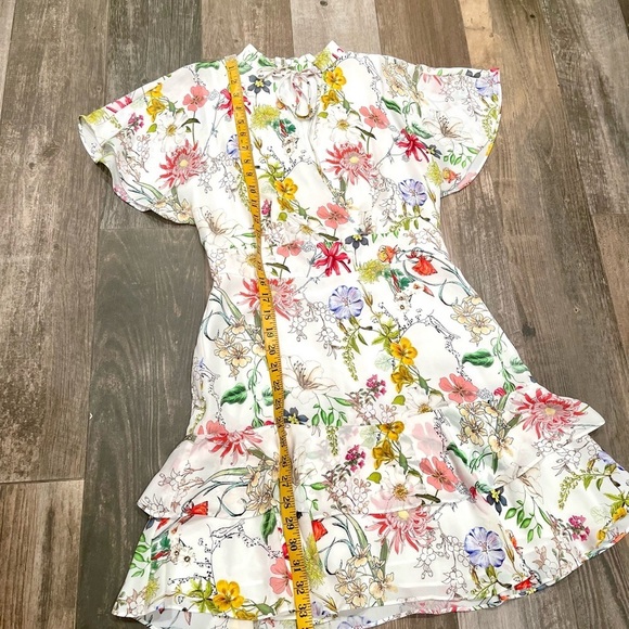 Parker Natalie Mini Floral Dress Women Size 4 sangria Lined Flutter 100% Silk - Picture 8 of 15